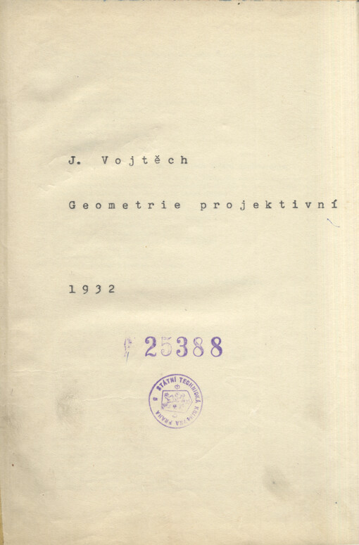 Geometrie projektivní: synthetické i analytické vyšetřování projektivních příbuzností a útvarů