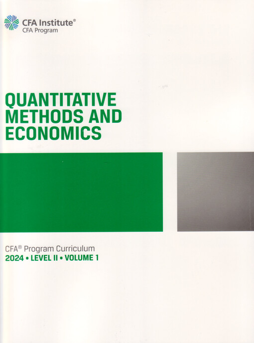 Quantitative methods, economics : CFA Program Curriculum 2024. Level 2 ; Volume 1