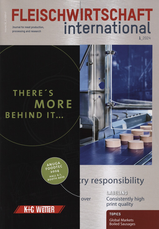 Fleischwirtschaft international : journal for meat production, processing and research