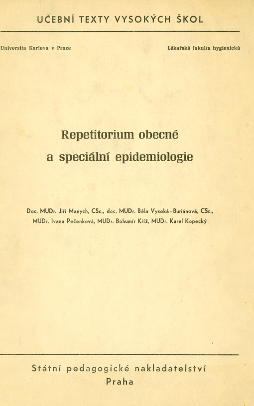 Repetitorium obecné a speciální epidemiologie
