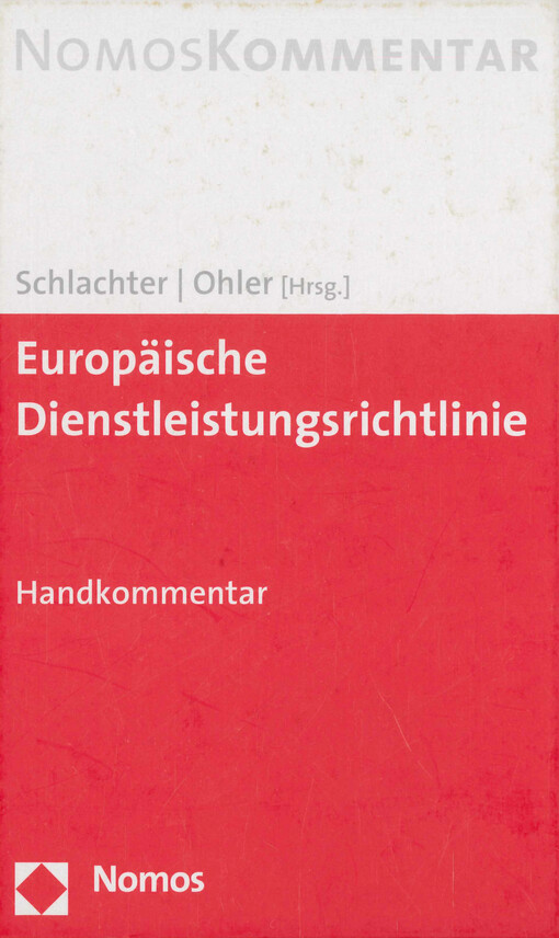Europäische Dienstleistungsrichtlinie : Handkommentar