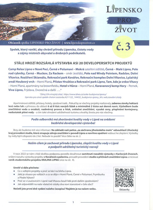 Lipensko pro život : občasník spolku LIPENSKO PRO ŽIVOT