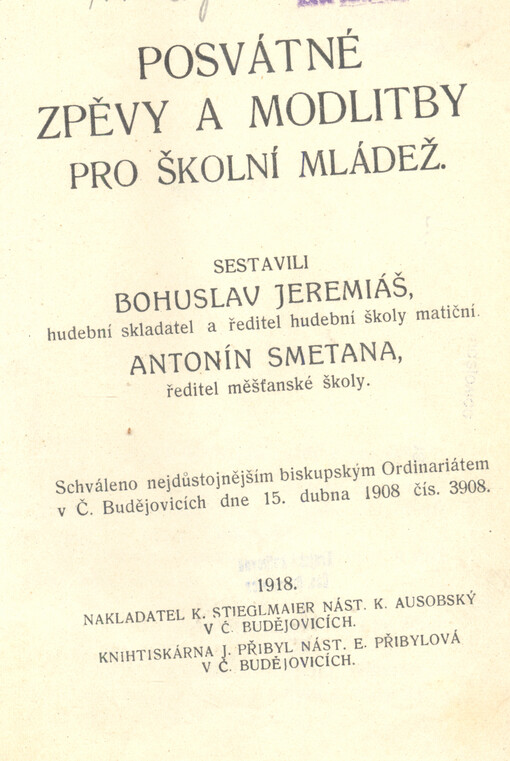 Posvátné zpěvy a modlitby pro školní mládež