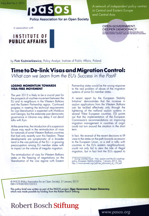 Time to de-link visas and migration control : what can we learn from the EU's success in the past?