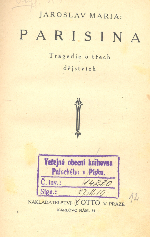 Parisina : tragedie o třech dějstvích