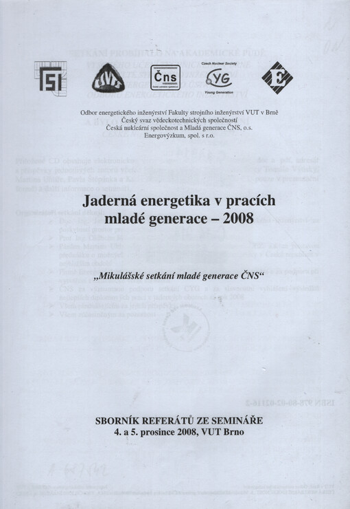 Jaderná energetika v pracích mladé generace - 2008 : 