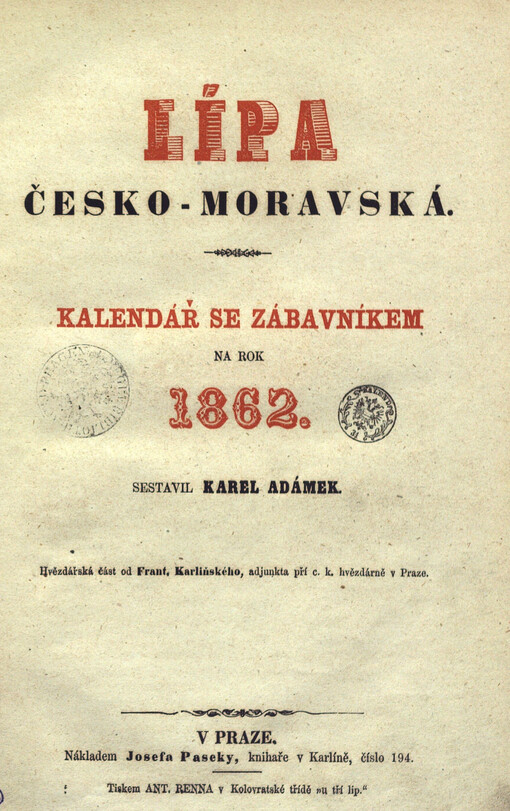 Lípa česko-moravská : kalendář se zábavníkem na rok ...