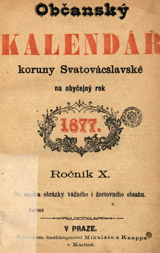 Občanský kalendář koruny Svatovácslavské na obyčejný rok ...