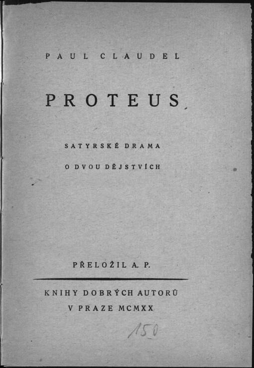 Proteus :satyrské drama o dvou dějstvích