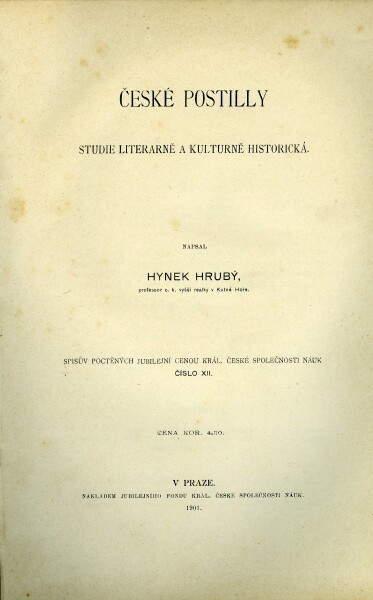 České postilly :studie literárně a kulturně historická