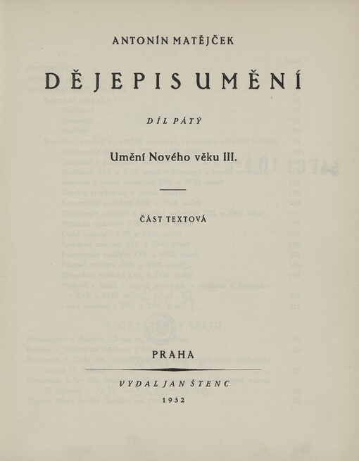 Dějepis umění.Díl pátý,Umění Nového věku III