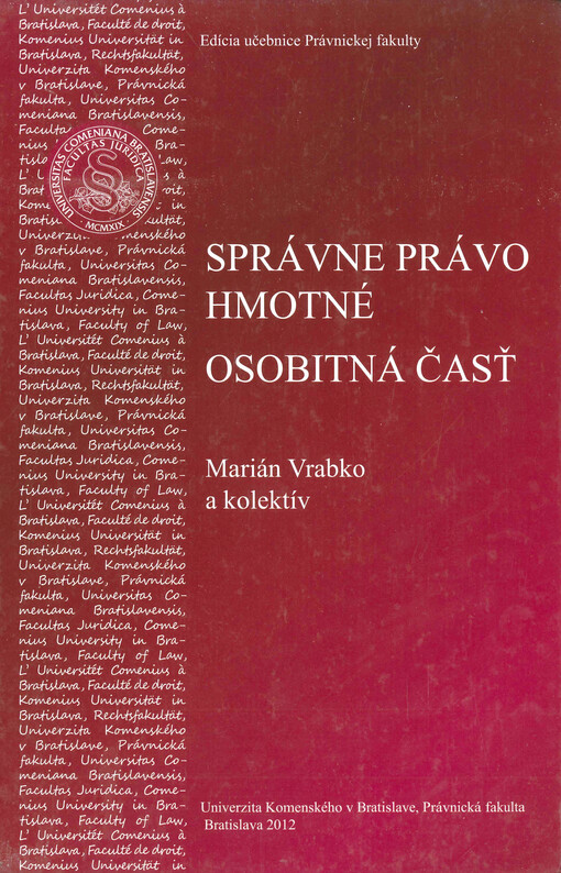 Správne právo hmotné : osobitná časť
