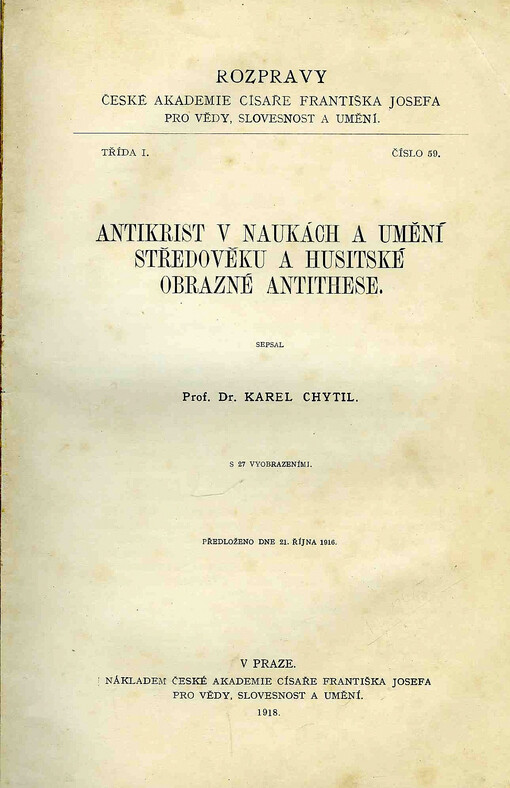 Antikrist v naukách a umění středověku a husitské obrazné antithese