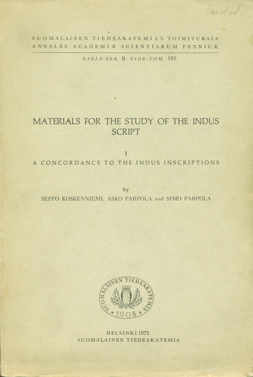 Materials for the study of the Indus script. 1, A concordance to the Indus inscriptions