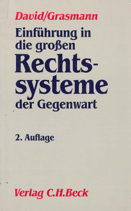Einführung in die großen Rechtssysteme der Gegenwart : auf der Grundlage 