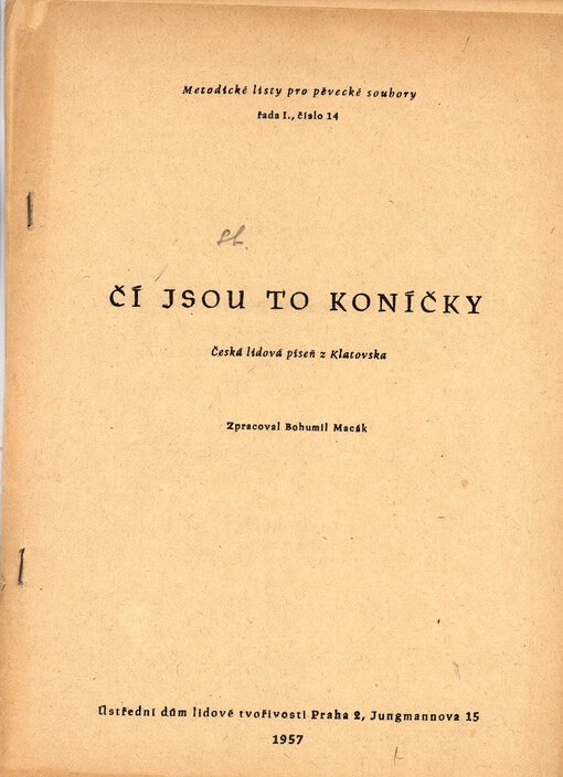Čí jsou to koníčky : česká lidová píseň z Klatovska