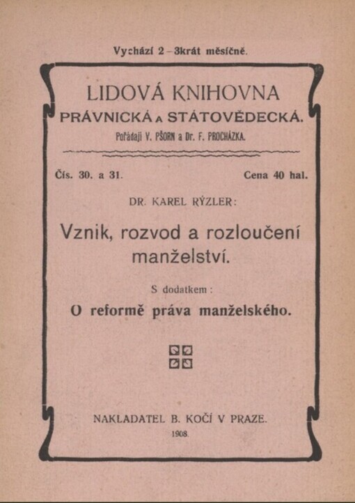 Vznik, rozvod a rozloučení manželství