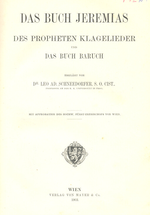 Das Buch Jeremias : des propheten Klagelieder und das Buch Baruch