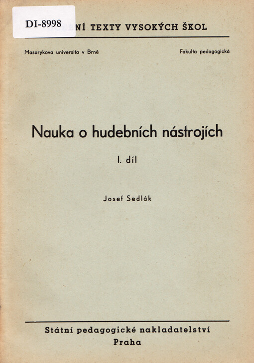 Nauka o hudebních nástrojích. I. díl