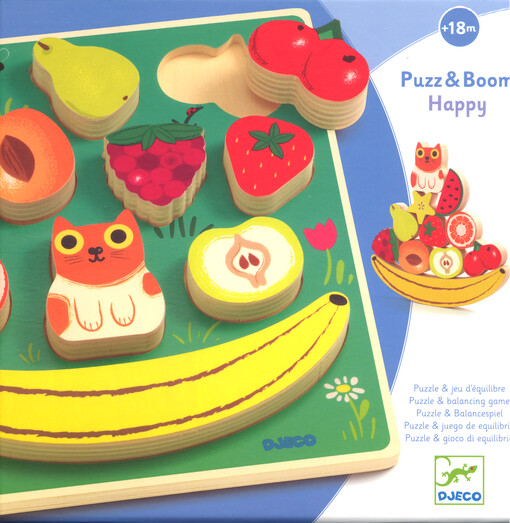 Dřevěná vkládačka a balanční hra - ovoce : Puzz & Boom Happy