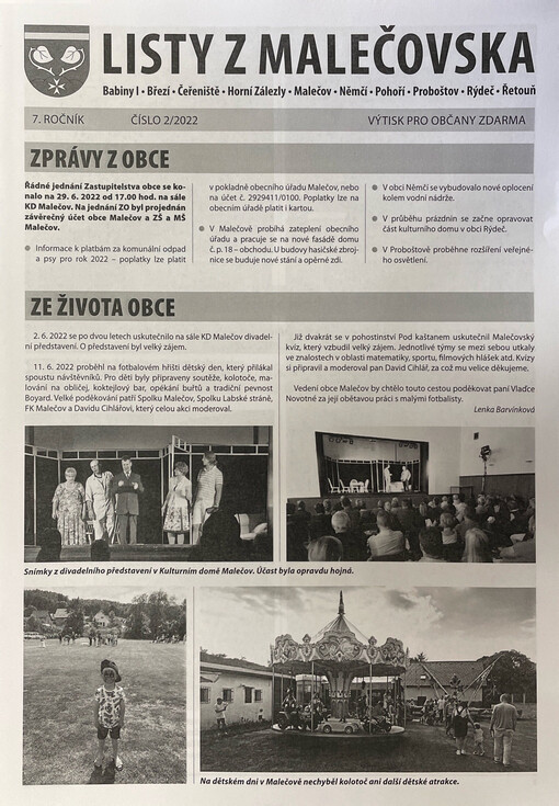 Listy z Malečovska : Babiny I, Březí, Čeřeniště, Horní Zálezly, Malečov, Němčí, Pohoří, Proboštov, Rýdeč, Řetouň