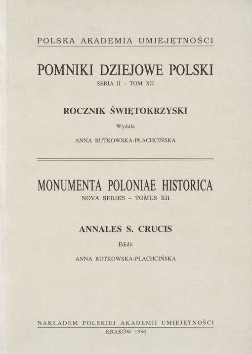 Pomniki dziejowe polski = Monumenta Poloniae historica. Seria II, tom 12, Rocznik Świętokrzyski