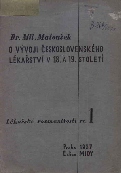 O vývoji československého lékařství v 18. a 19. století