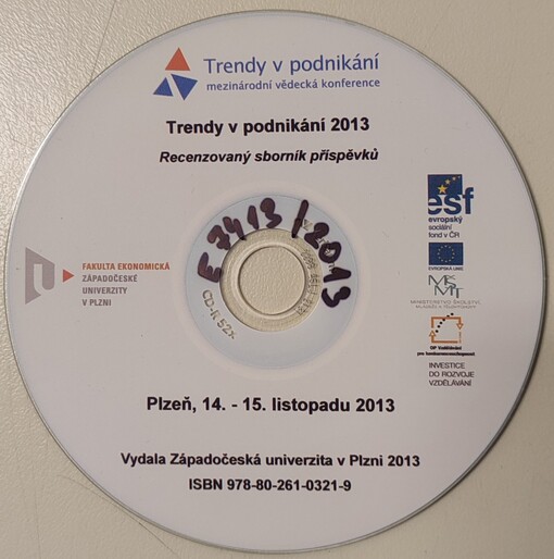 Trendy v podnikání 2013; Recenzovaný sborník příspěvků