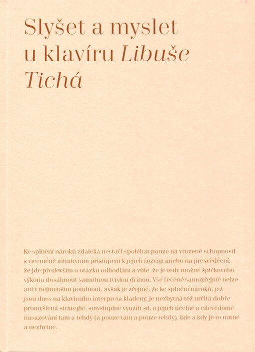 Slyšet a myslet u klavíru : práce na rozvoji talentu interpreta-klavíristy