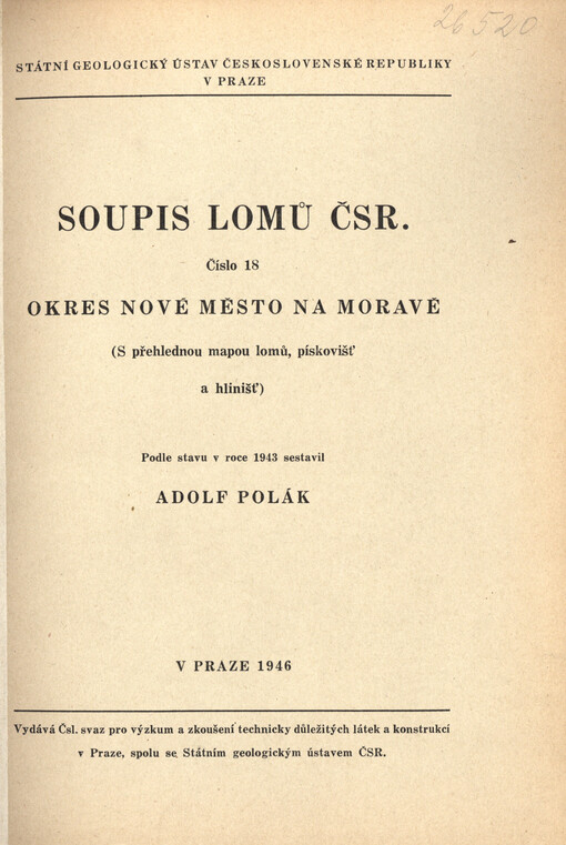 Soupis lomů ČSR. číslo 18, Okres Nové Město na Moravě