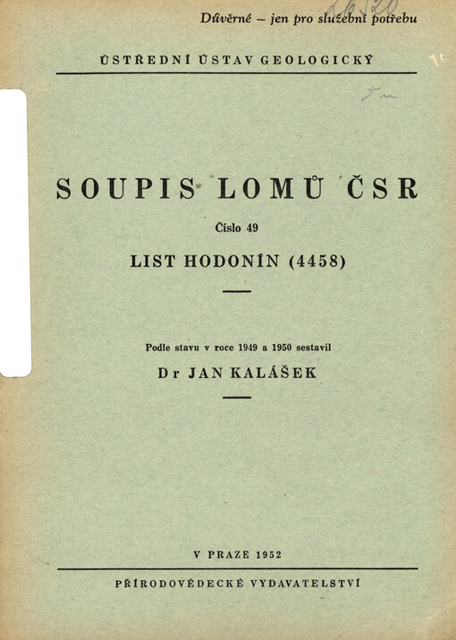 Soupis lomů ČSR. Číslo 49, List Hodonín (4458)