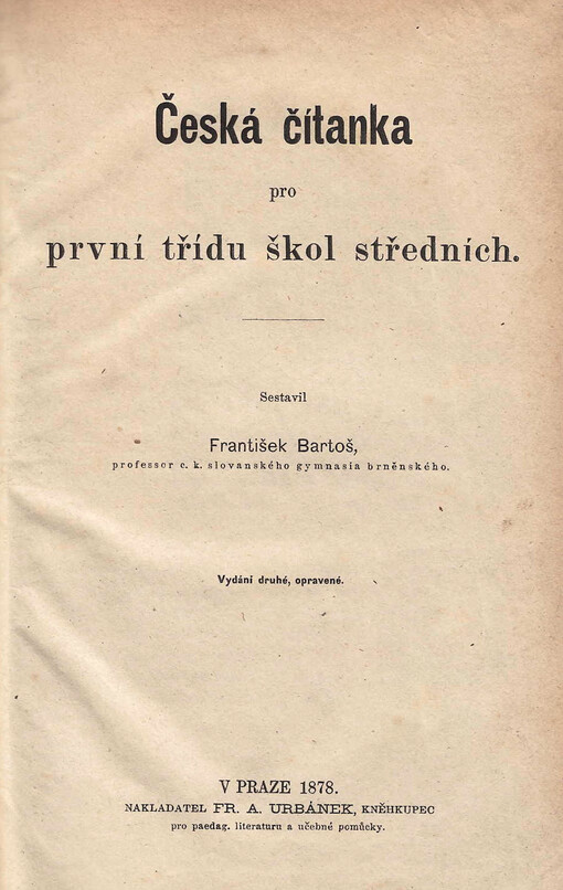 Česká čítanka pro první třídu škol středních