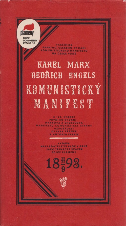 Komunistický manifest :faksimile prvního českého vydání komunistického manifestu na české půdě
