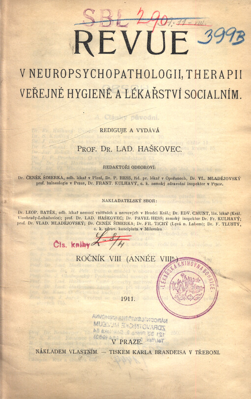 Revue v neuropsychopathologii, therapii, veřejné hygieně a lékařství sociálním