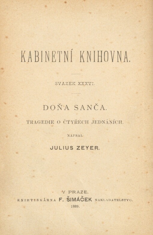Doňa Sanča :tragedie o čtyřech jednáních