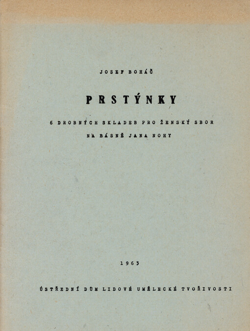 Prstýnky : 6 drobných skladeb pro ženský sbor
