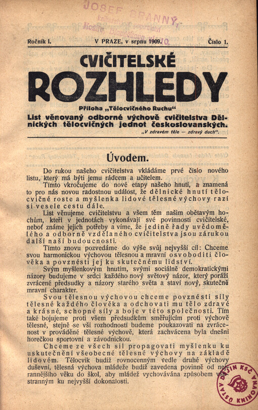 Cvičitelské rozhledy : odborný časopis cvičitelstva Svazu Dělnických tělocvičných jednot československých