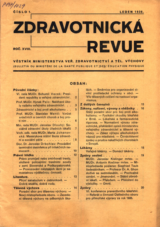 Zdravotnická revue : věstník Ministerstva veřejného zdravotnictví a tělesné výchovy