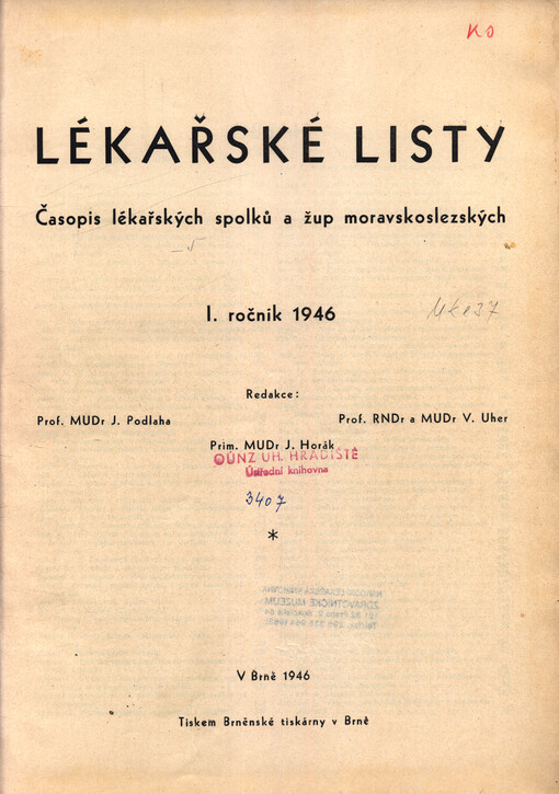 Lékařské listy : časopis lékařských spolků a žup moravskoslezských