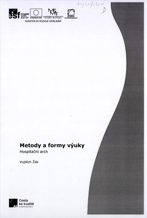 Metody a formy výuky :hospitační arch