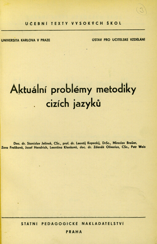 Aktuální problémy metodiky cizích jazyků