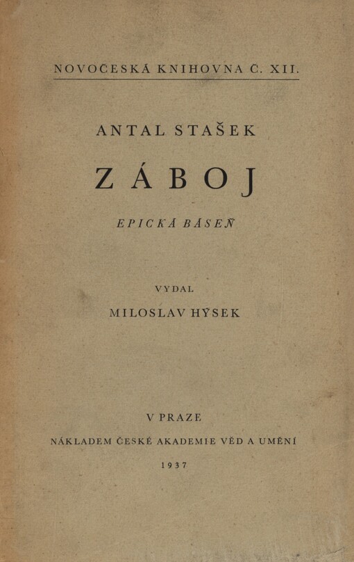 Záboj :epická báseň