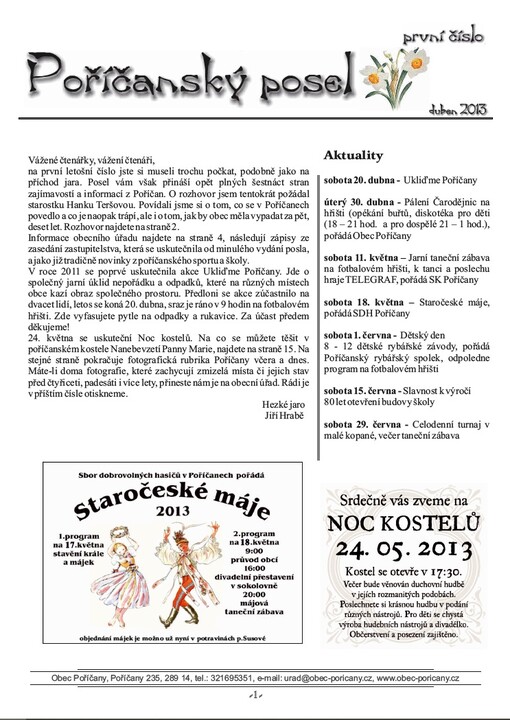Poříčanský posel :noviny obce Poříčany