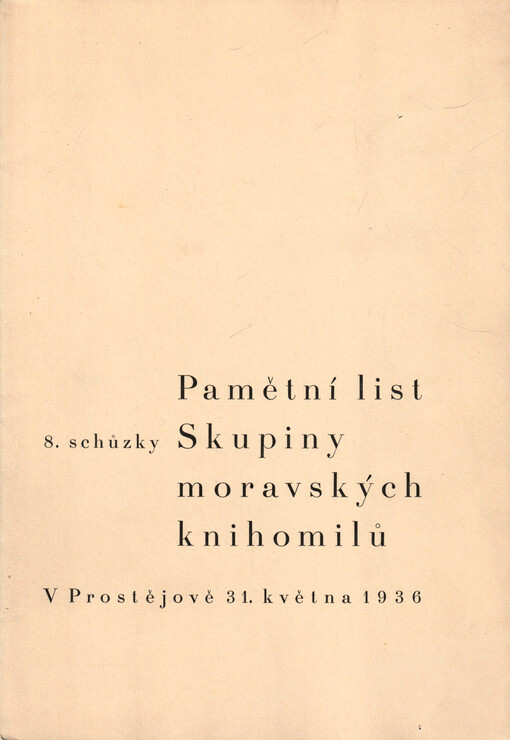 Pamětní list osmé schůzky Skupiny moravských knihomilů