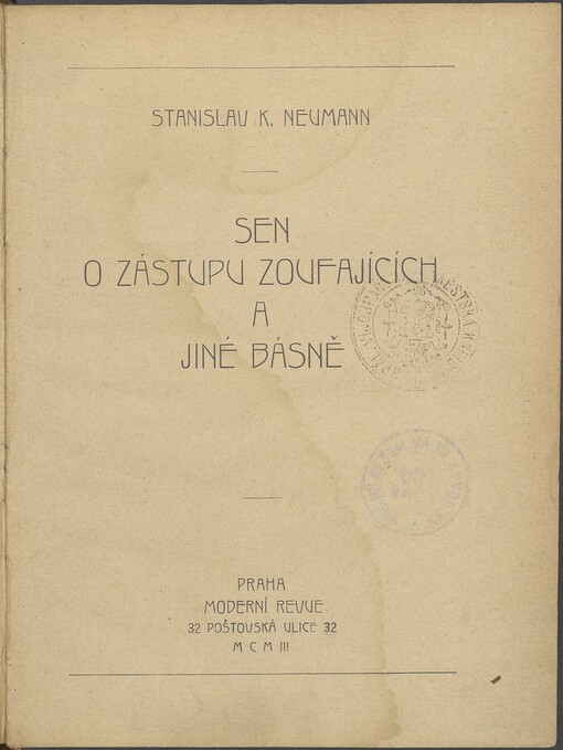 Sen o zástupu zoufajících a jiné básně