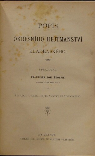 Popis okresního hejtmanství kladenského