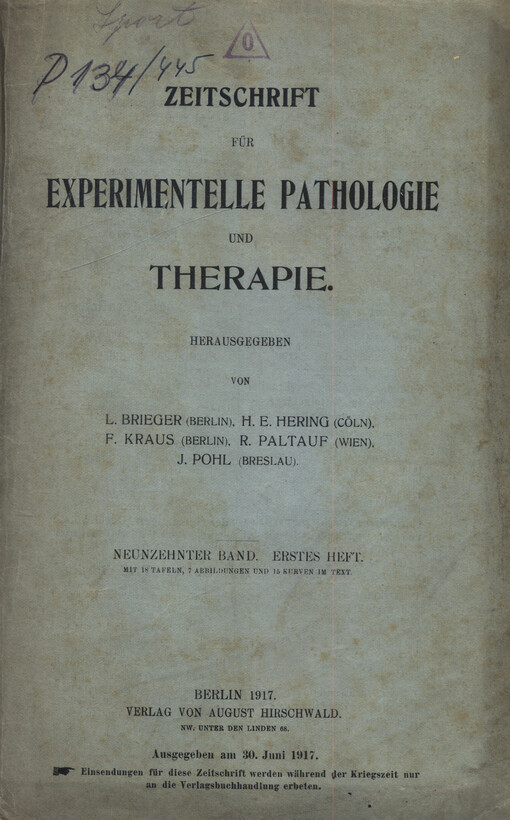 Zeitschrift für experimentelle Pathologie und Therapie