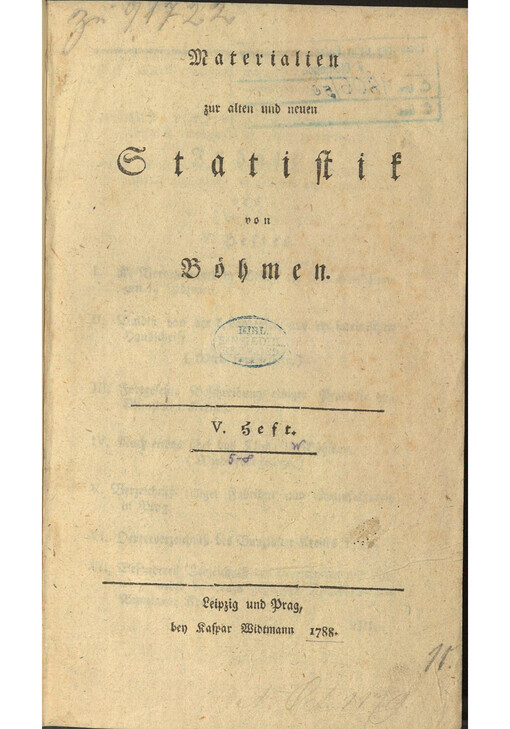 Materialien zur alten und neuen Statistik von Böhmen. V. Heft