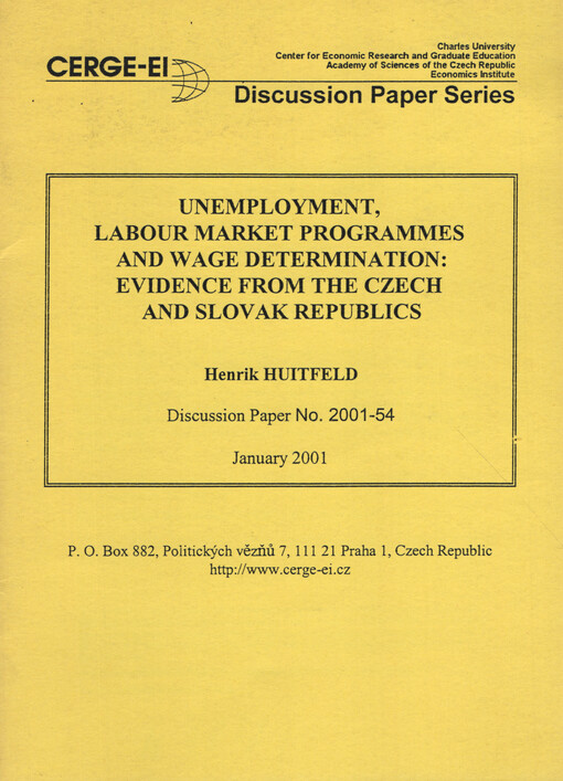 Unemployment, labour market programmes and wage determination: evidence from the Czech and Slovak Republics