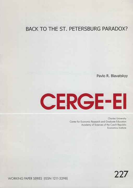 Back to the St. Petersburg paradox?